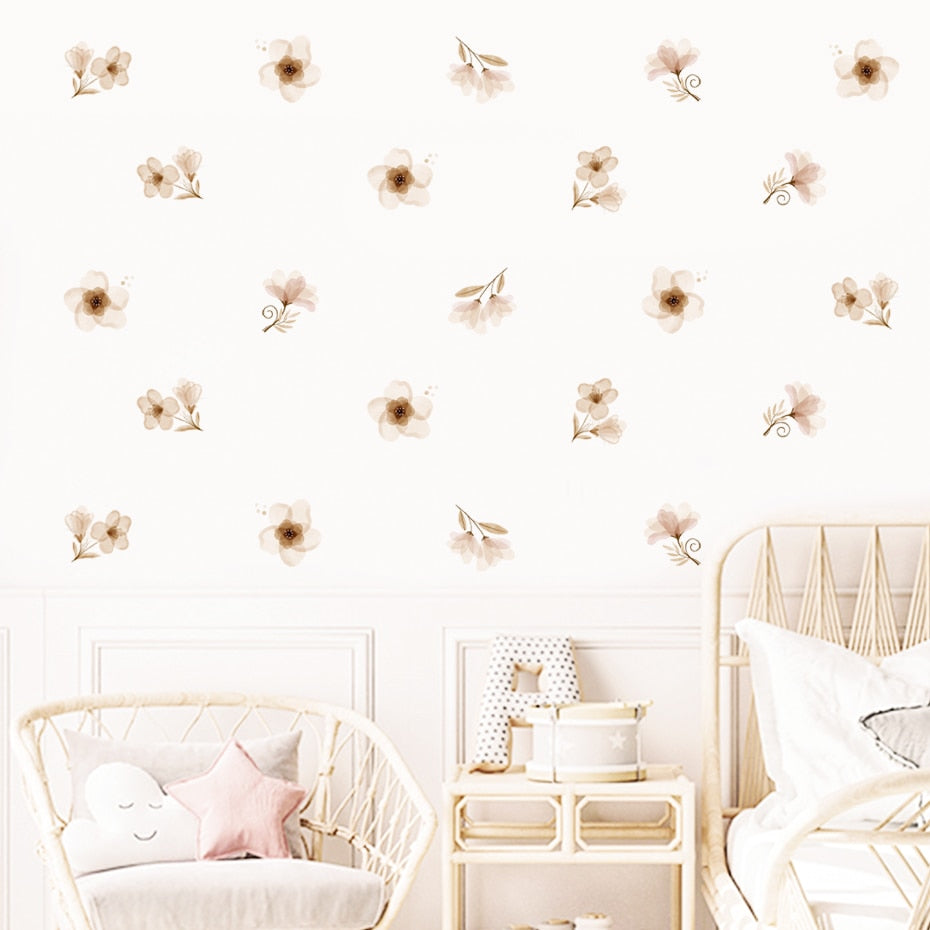 Bohemian Flowers & Butterflies Wall Decals Removable PVC Vinyl Wall Stickers For Decorating Living Room Bedroom Wall Simple DIY Home Decor