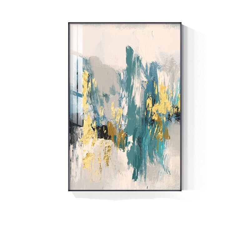 Golden Beige Jade Green Abstract Wall Art Fine Art Canvas Prints Contemporary Pictures For Luxury Living Room Bedroom Art Decor