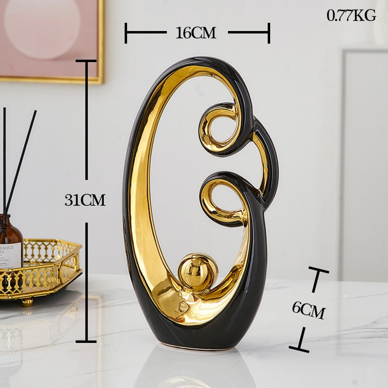 Modern Abstract Decorative Figurines Creative Smooth Flowing Ceramic Sculptures For Living Room Table Mantelpiece Home Office Desktop Decoration
