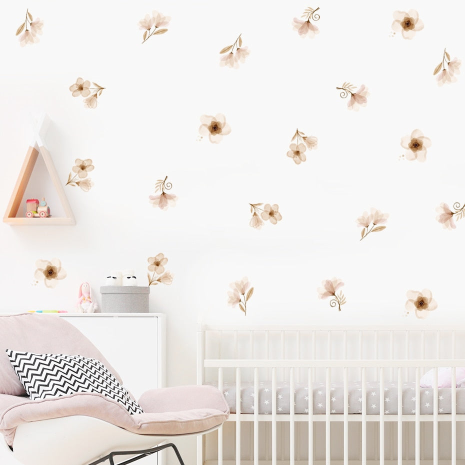 Bohemian Flowers & Butterflies Wall Decals Removable PVC Vinyl Wall Stickers For Decorating Living Room Bedroom Wall Simple DIY Home Decor