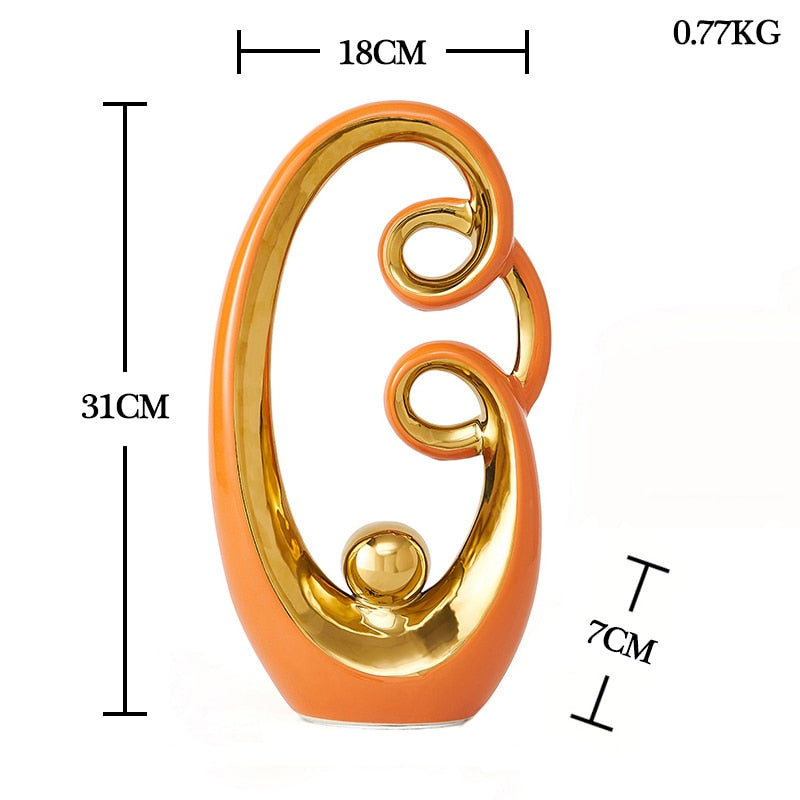 Modern Abstract Decorative Figurines Creative Smooth Flowing Ceramic Sculptures For Living Room Table Mantelpiece Home Office Desktop Decoration