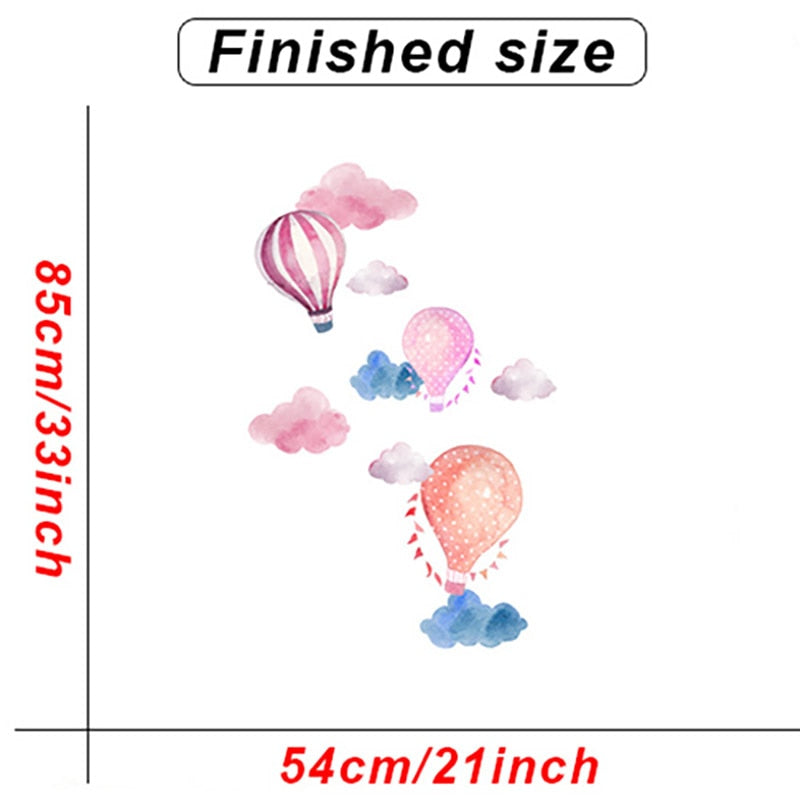 Kid's Hot Air Balloons Adventures Wall Decals Colorful Self Adhesive Removable Wall Stickers For Baby's Room Nursery Decor Creative DIY Home Decoration