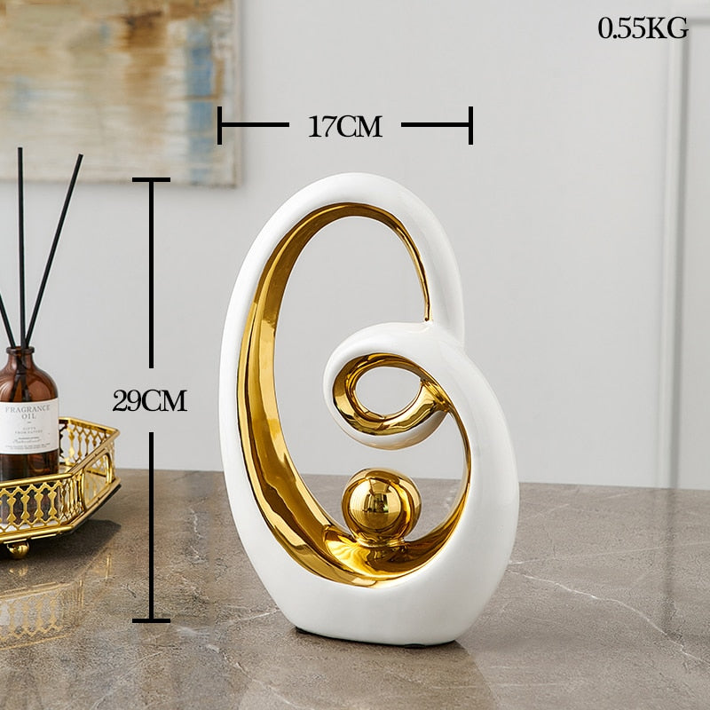Modern Abstract Decorative Figurines Creative Smooth Flowing Ceramic Sculptures For Living Room Table Mantelpiece Home Office Desktop Decoration