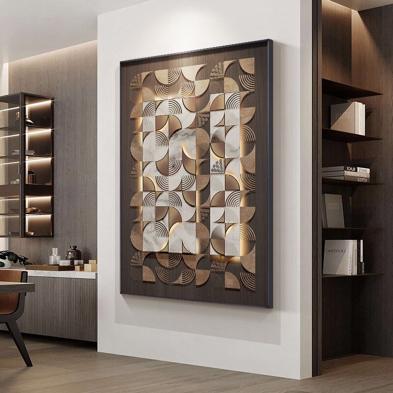 Neutral Colors Geometric Abstract Wall Art Fine Art Canvas Prints Pictures For City Loft Apartment Luxury Living Room Modern Home Office Art Decor