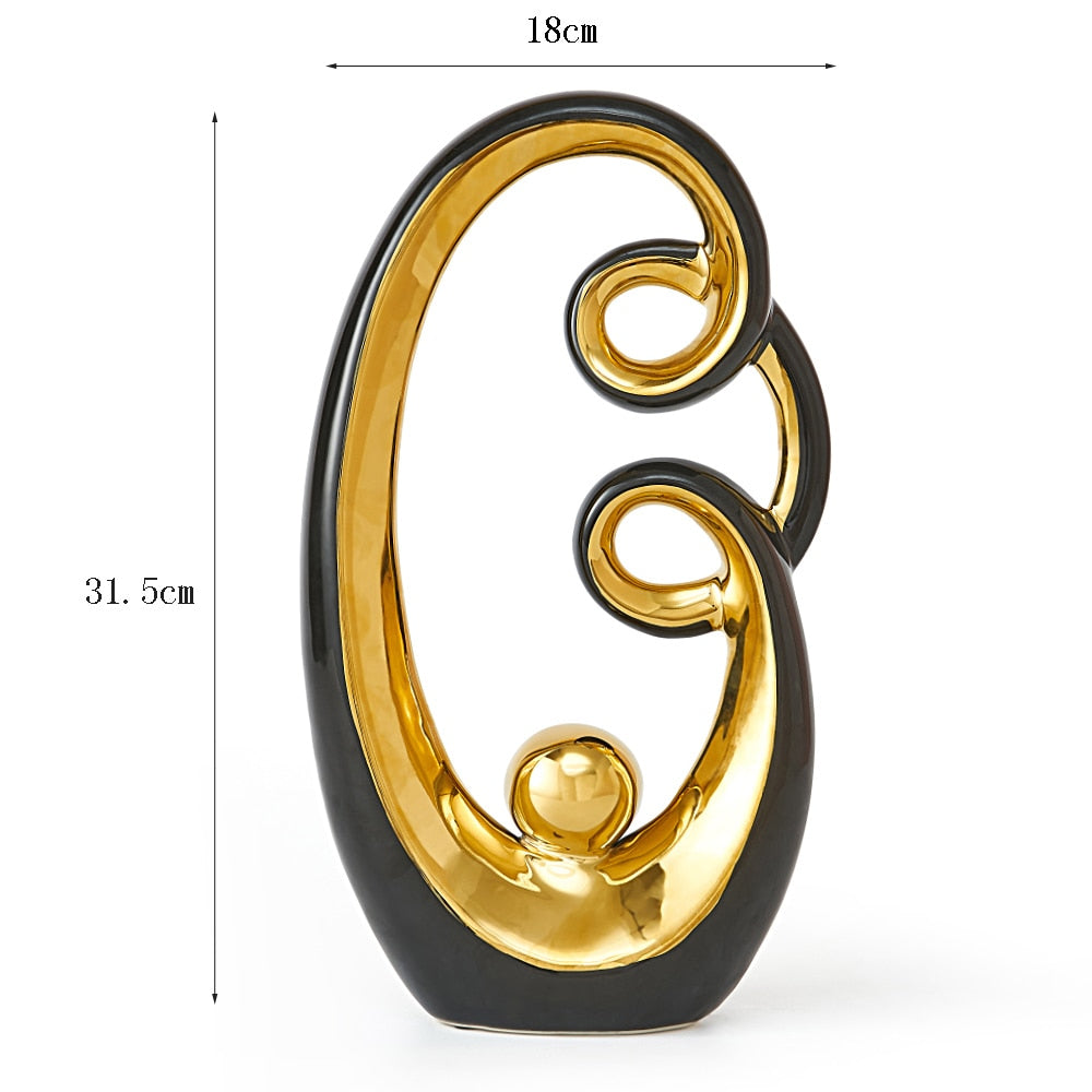 Modern Abstract Decorative Figurines Creative Smooth Flowing Ceramic Sculptures For Living Room Table Mantelpiece Home Office Desktop Decoration