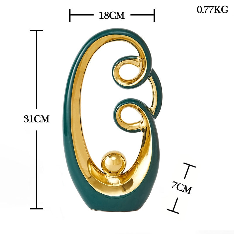 Modern Abstract Decorative Figurines Creative Smooth Flowing Ceramic Sculptures For Living Room Table Mantelpiece Home Office Desktop Decoration