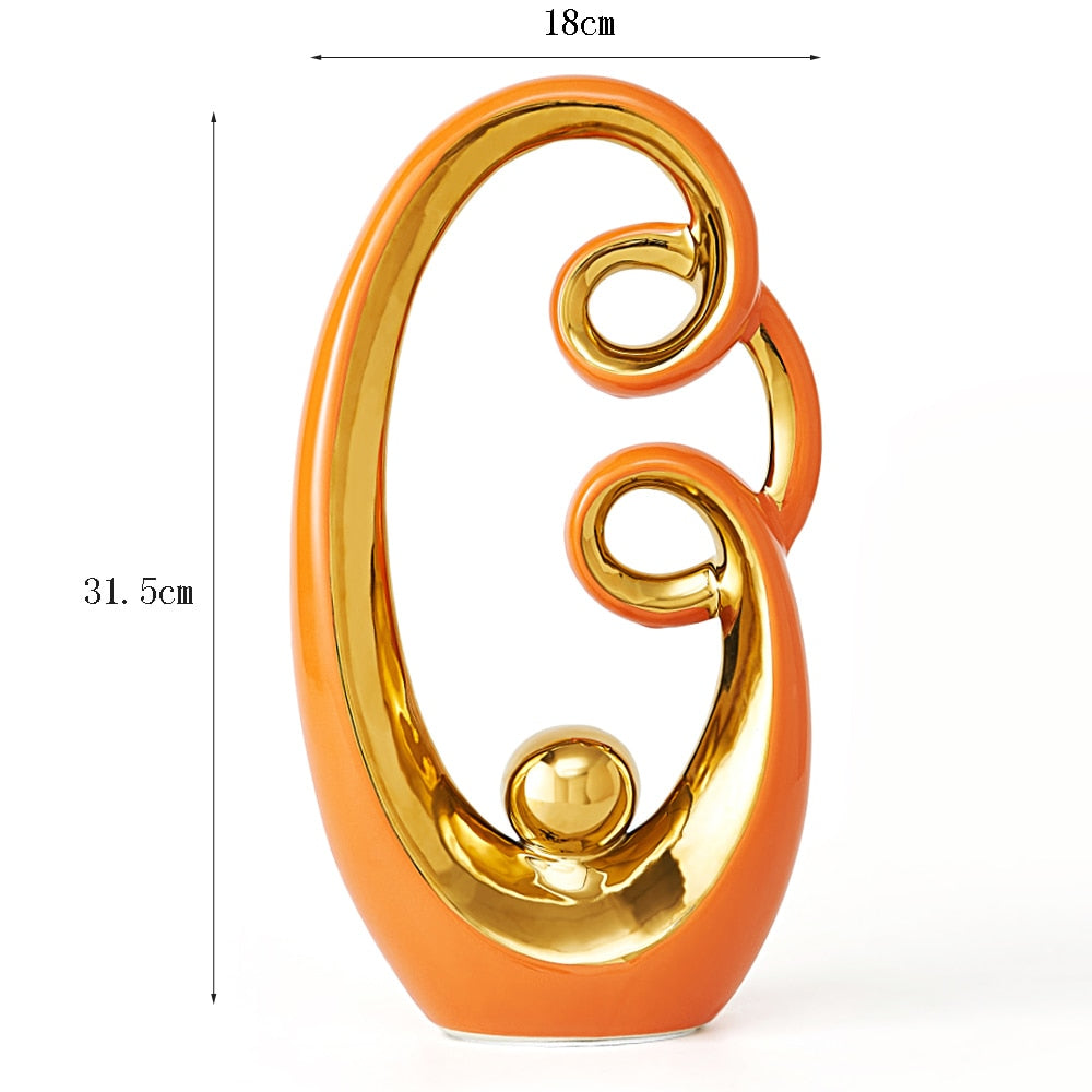 Modern Abstract Decorative Figurines Creative Smooth Flowing Ceramic Sculptures For Living Room Table Mantelpiece Home Office Desktop Decoration