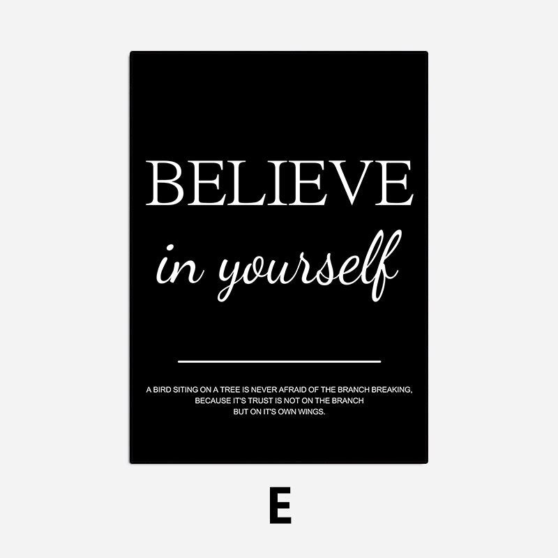 Work Hard Dream Big Never Give Up Inspirational Quotations Wall Art Canvas Prints Black White Stylish Motivational Posters For Home Office