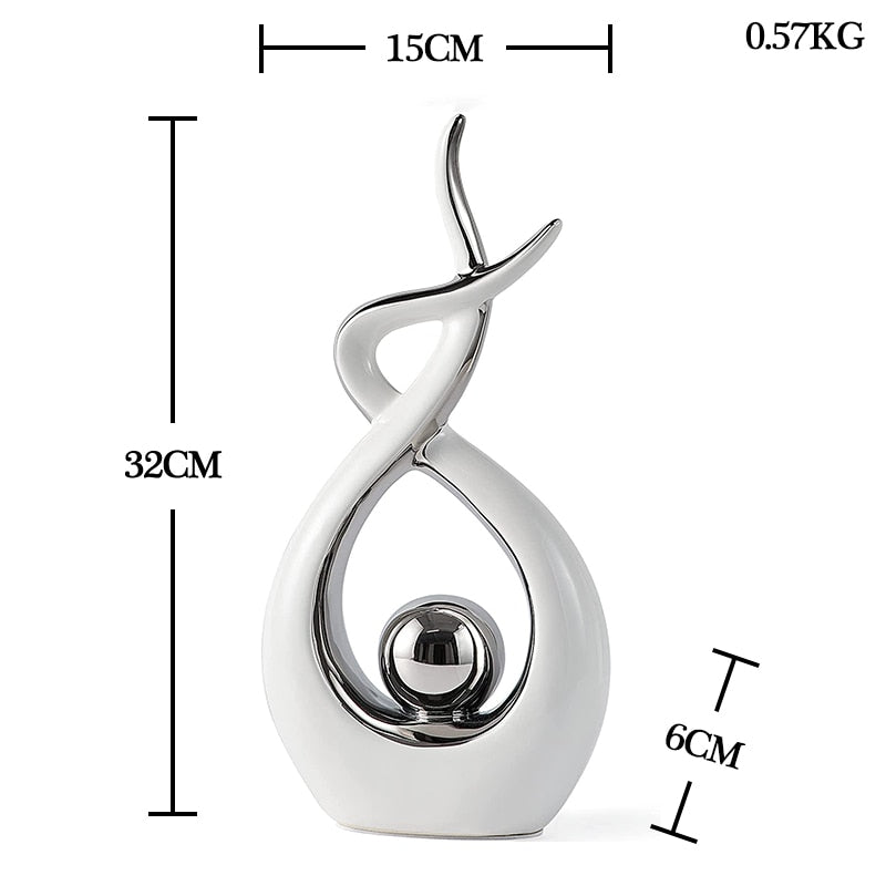 Modern Abstract Decorative Figurines Creative Smooth Flowing Ceramic Sculptures For Living Room Table Mantelpiece Home Office Desktop Decoration