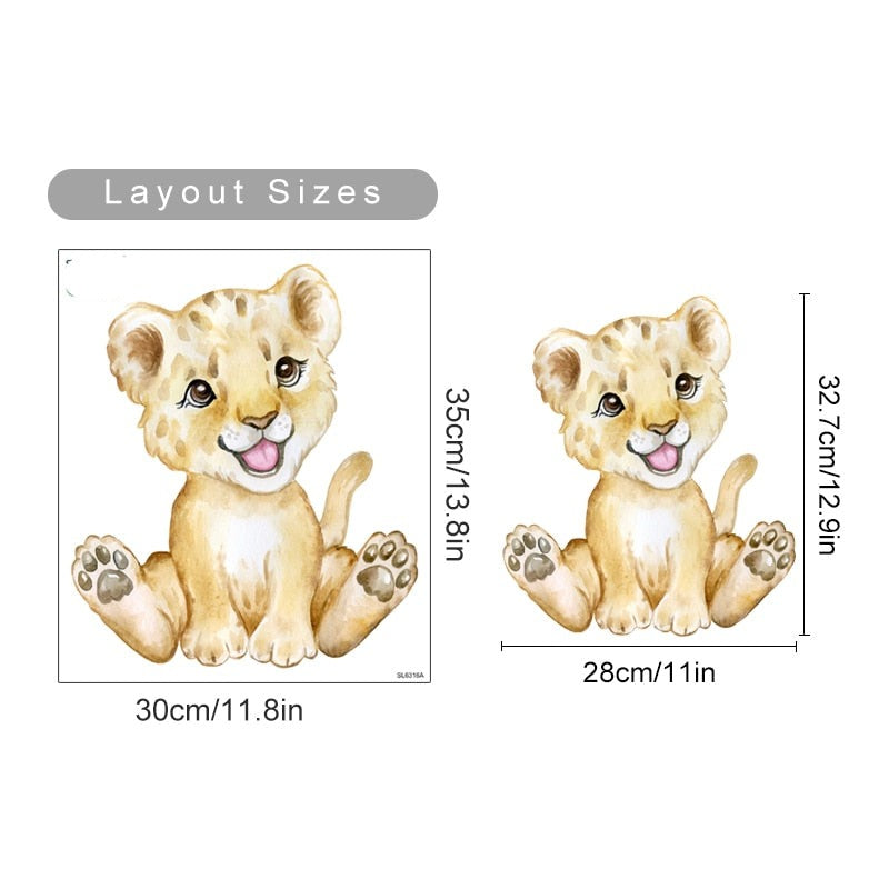 Lion Elephant Giraffe Cute African Animals Wall Mural Removable Vinyl PVC Wall Decals For Nursery Room Creative Baby's Room DIY Wall Decor