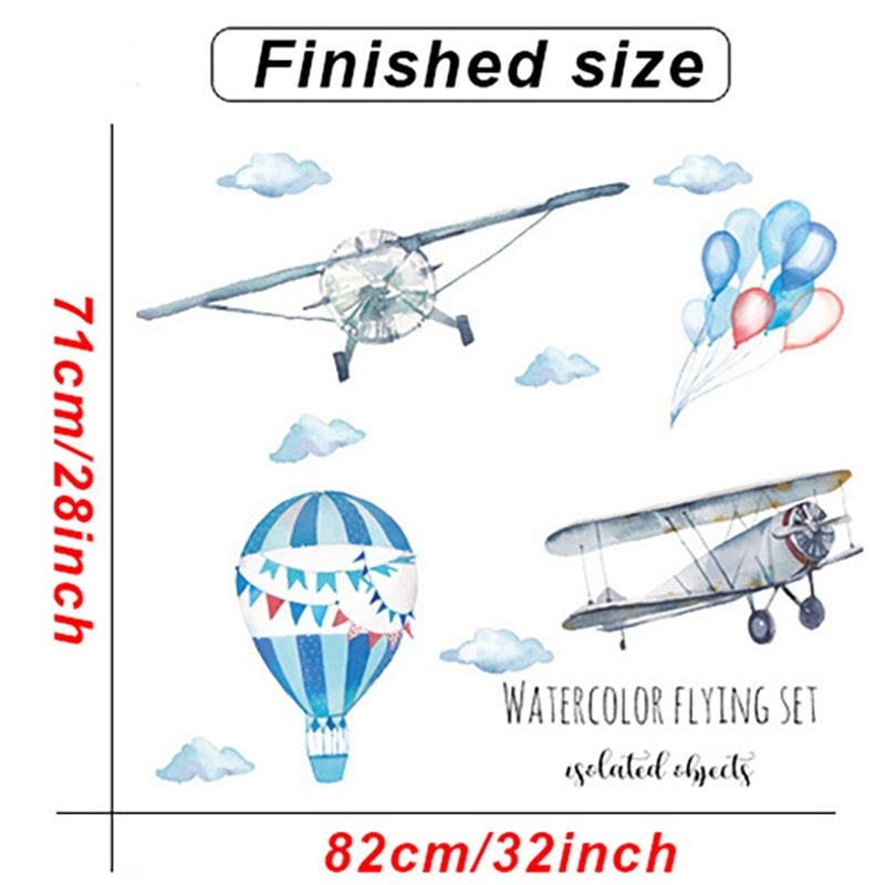 Kid's Hot Air Balloons Adventures Wall Decals Colorful Self Adhesive Removable Wall Stickers For Baby's Room Nursery Decor Creative DIY Home Decoration