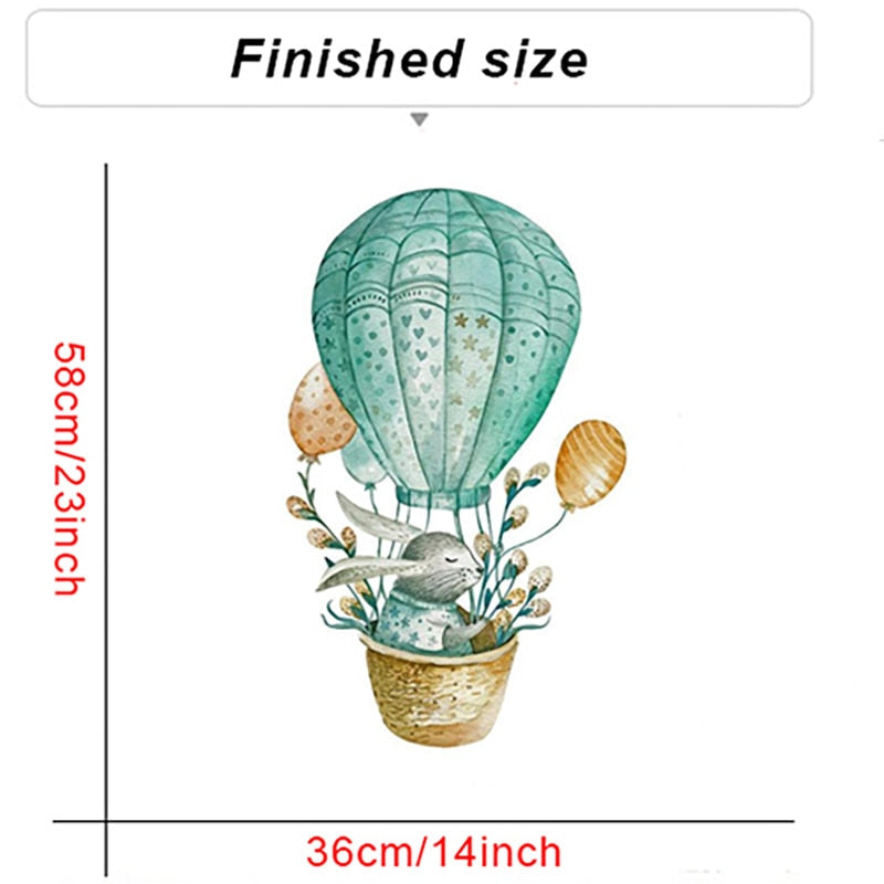 Kid's Hot Air Balloons Adventures Wall Decals Colorful Self Adhesive Removable Wall Stickers For Baby's Room Nursery Decor Creative DIY Home Decoration