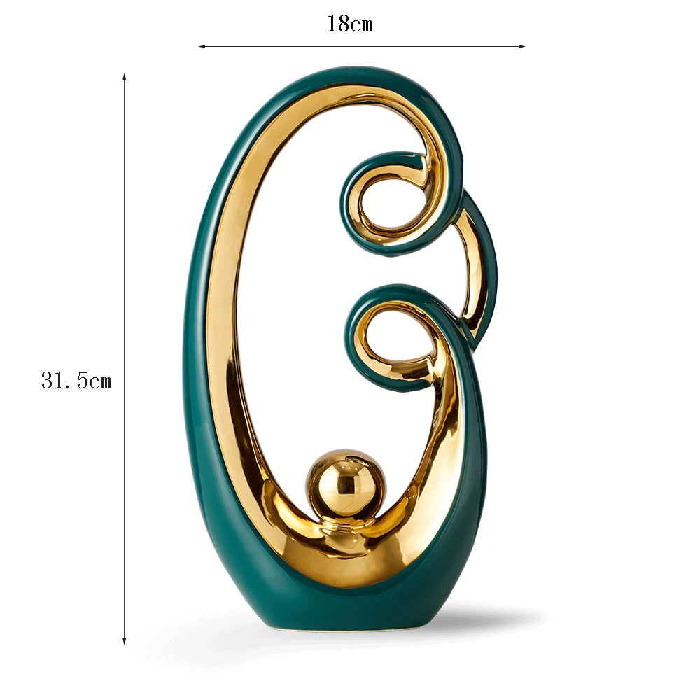 Modern Abstract Decorative Figurines Creative Smooth Flowing Ceramic Sculptures For Living Room Table Mantelpiece Home Office Desktop Decoration