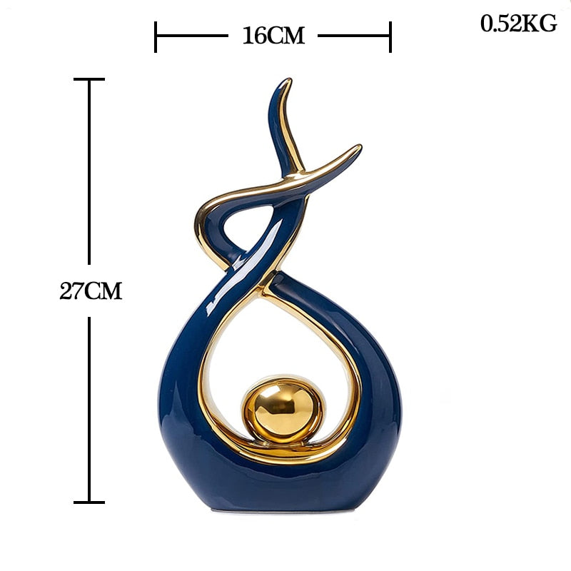Modern Abstract Decorative Figurines Creative Smooth Flowing Ceramic Sculptures For Living Room Table Mantelpiece Home Office Desktop Decoration