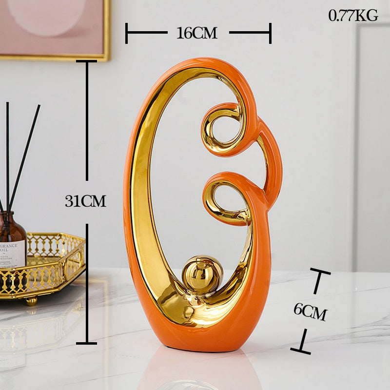 Modern Abstract Decorative Figurines Creative Smooth Flowing Ceramic Sculptures For Living Room Table Mantelpiece Home Office Desktop Decoration