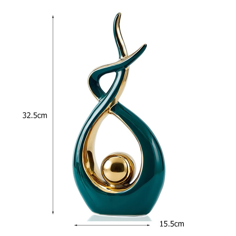 Modern Abstract Decorative Figurines Creative Smooth Flowing Ceramic Sculptures For Living Room Table Mantelpiece Home Office Desktop Decoration