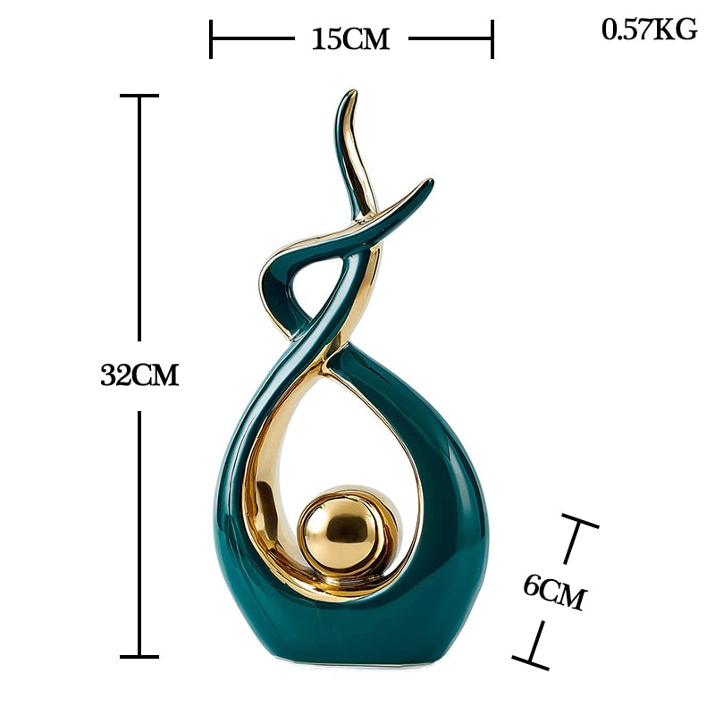 Modern Abstract Decorative Figurines Creative Smooth Flowing Ceramic Sculptures For Living Room Table Mantelpiece Home Office Desktop Decoration