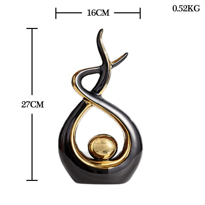 Modern Abstract Decorative Figurines Creative Smooth Flowing Ceramic Sculptures For Living Room Table Mantelpiece Home Office Desktop Decoration