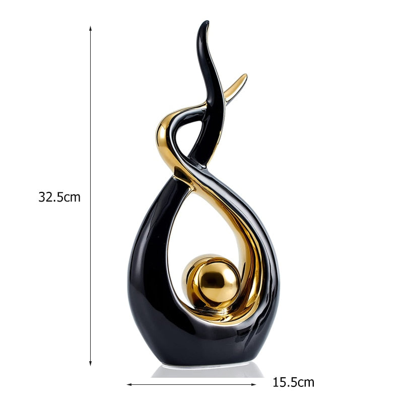 Modern Abstract Decorative Figurines Creative Smooth Flowing Ceramic Sculptures For Living Room Table Mantelpiece Home Office Desktop Decoration