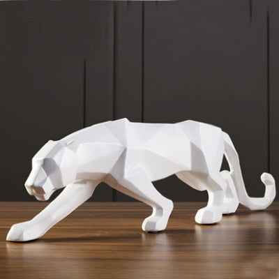 Black Panther Geometric Leopard Statue Modern Abstract Wildlife Figurine Red White Gold Colored Resin Ornaments For Living Room Nordic Home Decor
