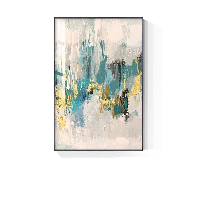 Golden Beige Jade Green Abstract Wall Art Fine Art Canvas Prints Contemporary Pictures For Luxury Living Room Bedroom Art Decor