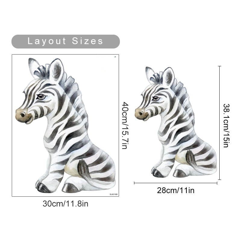 Lion Elephant Giraffe Cute African Animals Wall Mural Removable Vinyl PVC Wall Decals For Nursery Room Creative Baby's Room DIY Wall Decor