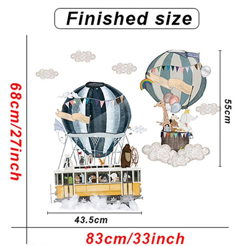 Kid's Hot Air Balloons Adventures Wall Decals Colorful Self Adhesive Removable Wall Stickers For Baby's Room Nursery Decor Creative DIY Home Decoration