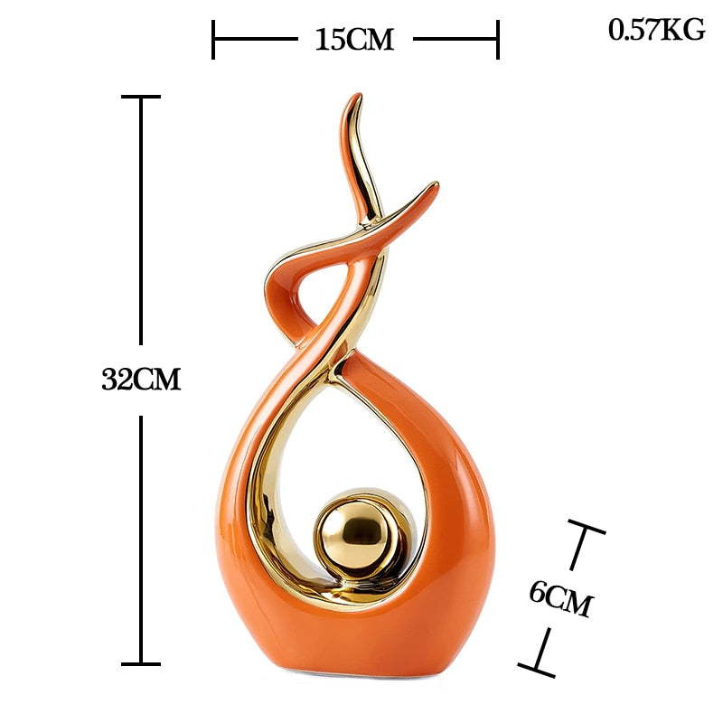 Modern Abstract Decorative Figurines Creative Smooth Flowing Ceramic Sculptures For Living Room Table Mantelpiece Home Office Desktop Decoration