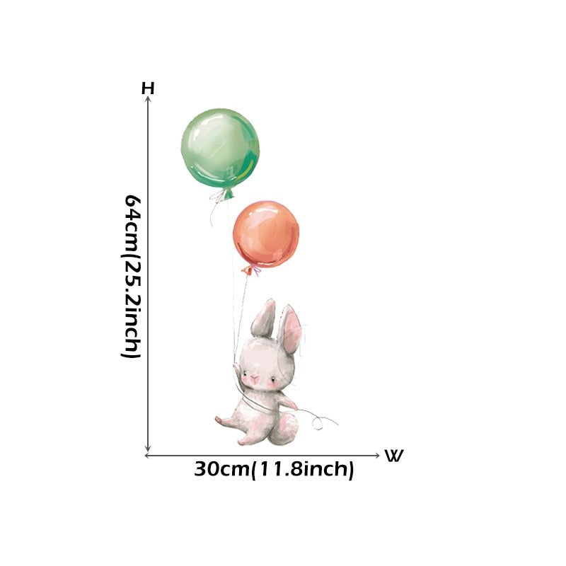 Star Swing Bunny Balloon Wall Decals Removable PVC Vinyl Wall Stickers For Children's Room Nursery Decor Creative DIY Kid's Room Wall Decoration