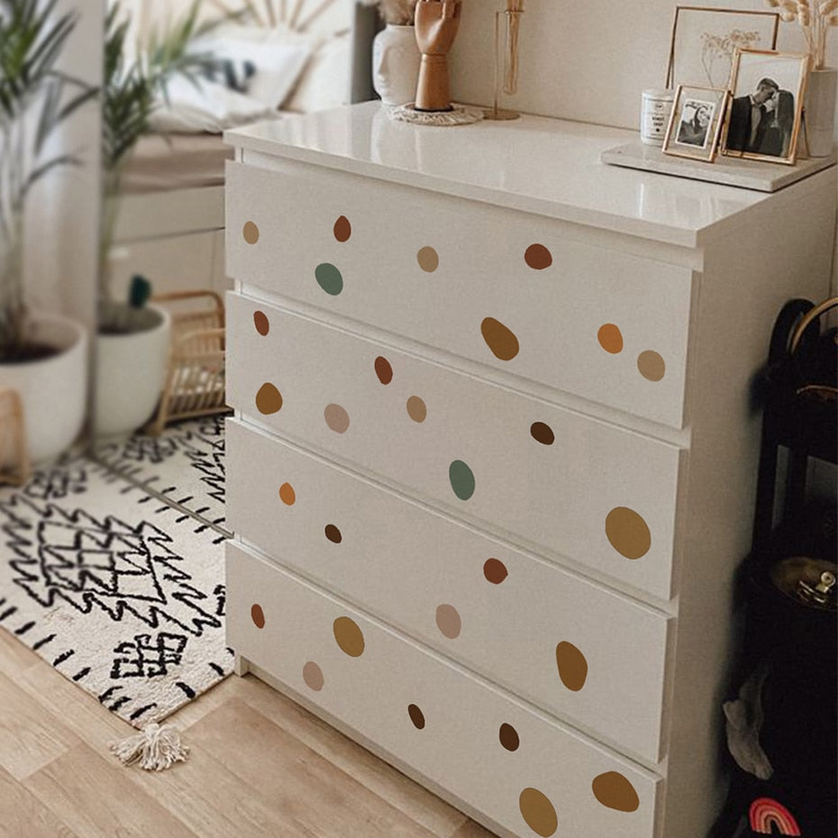 Neutral Color Polka Dot Pebbles Wall Decals Peel N Stick Vinyl Wall Decal Wall Stickers For Nursery Room Baby's Room Kindergarten DIY Wall Decor