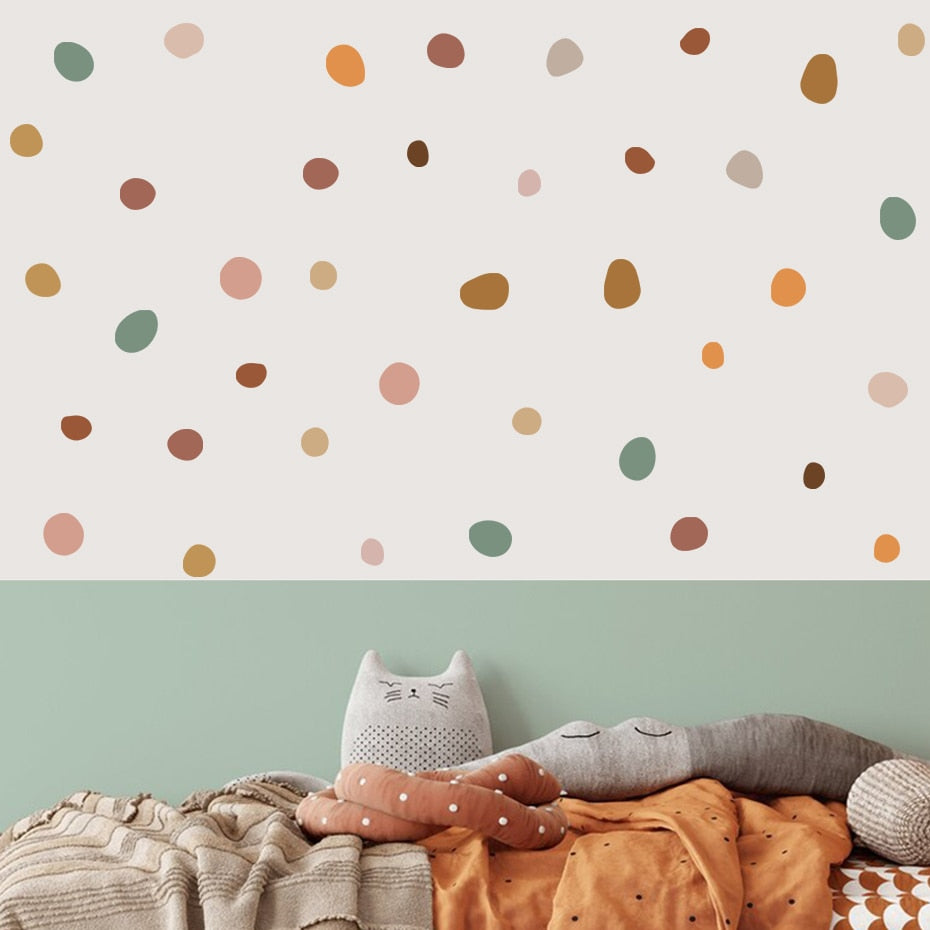 Neutral Color Polka Dot Pebbles Wall Decals Peel N Stick Vinyl Wall Decal Wall Stickers For Nursery Room Baby's Room Kindergarten DIY Wall Decor