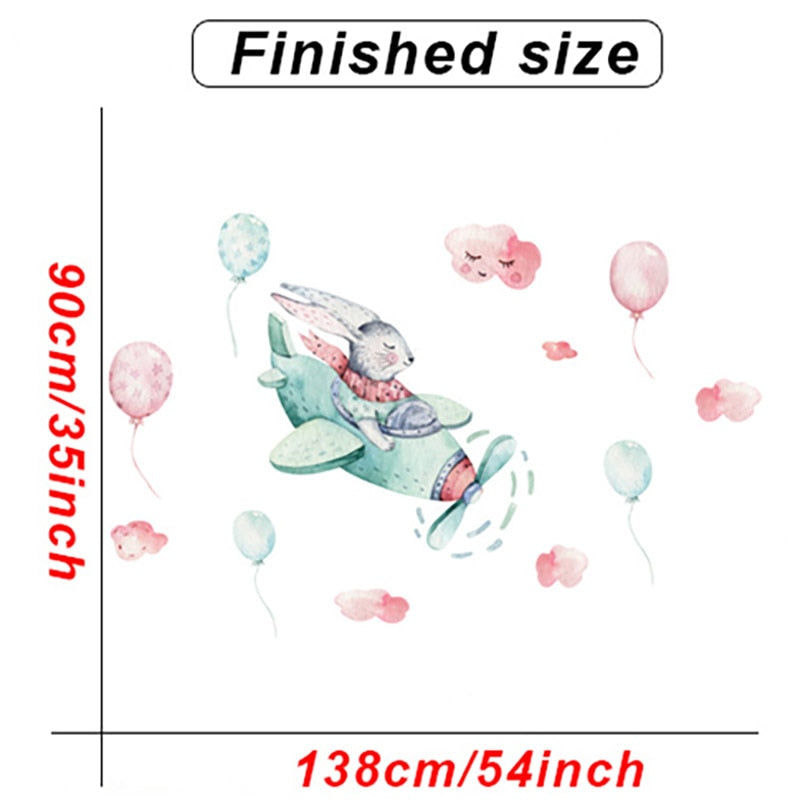 Kid's Hot Air Balloons Adventures Wall Decals Colorful Self Adhesive Removable Wall Stickers For Baby's Room Nursery Decor Creative DIY Home Decoration