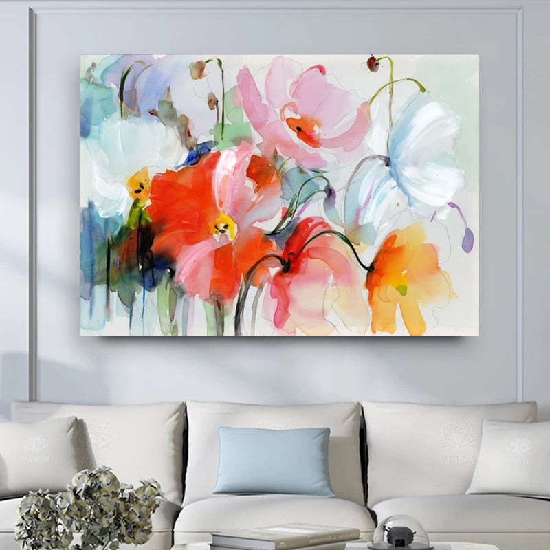 Canvas Wall Art for Living Room, Blooming Floral Framed Wall Art Printed  Modern Wall Painting for Bedroom Kitchen Office Decor Ready to Hang 24x24