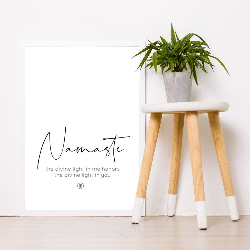 Namaste Quote Simple Minimalist Lifestyle Wall Art Fine Art Canvas Prints Black White Quotation Poster Inspirational Pictures For Bedroom
