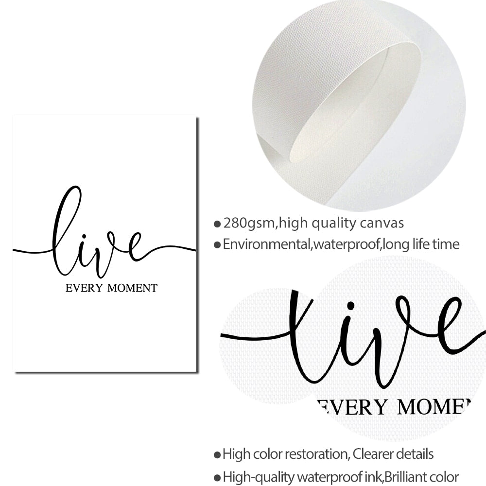 Inspirational Life Quotes Posters Fine Art Canvas Prints Minimalist Black & White Quotation Pictures For Living Room Bedroom Wall Decoration
