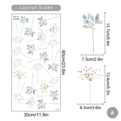 Wild Meadow Flowers Wall Decals Removable PVC Wall Stickers For Kitchen Dining Room Cafe Wall Decoration Creative DIY Home Decor
