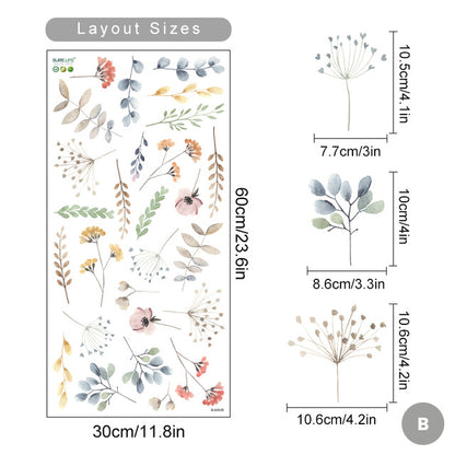Wild Meadow Flowers Wall Decals Removable PVC Wall Stickers For Kitchen Dining Room Cafe Wall Decoration Creative DIY Home Decor
