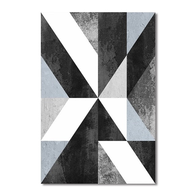 Geometric Asymmetric Marble Design Wall Art Decor Nordic Style Black & White Fine Art Canvas Prints For Modern Living Room Interior Decor
