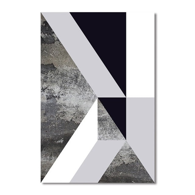 Geometric Asymmetric Marble Design Wall Art Decor Nordic Style Black & White Fine Art Canvas Prints For Modern Living Room Interior Decor