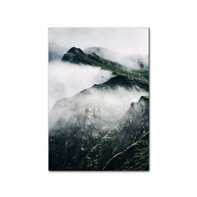 Idyllic Scenes Of Mountain Wilderness Wall Art Tranquil Lake Boat Reflections Pictures Of Calm Fine Art Canvas Prints Nordic Home Decor