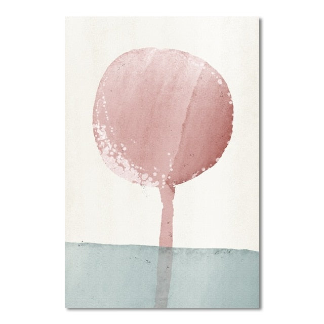 Pink And Blue Abstract Nursery Wall Art Pastel Color Fine Art Canvas Prints Modern Nordic Pictures For Baby Room Kids Room Wall Decor