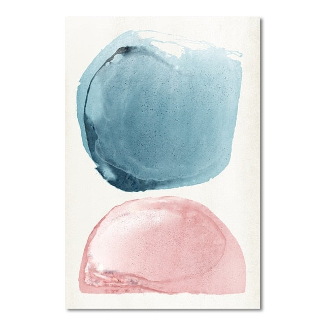 Pink And Blue Abstract Nursery Wall Art Pastel Color Fine Art Canvas Prints Modern Nordic Pictures For Baby Room Kids Room Wall Decor