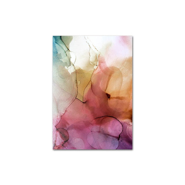 Modern Abstract Watercolor Wall Art Organic Botanic Subdued Colors Fine Art Canvas Prints Contemporary Scandinavian Interior Design Wall Decor