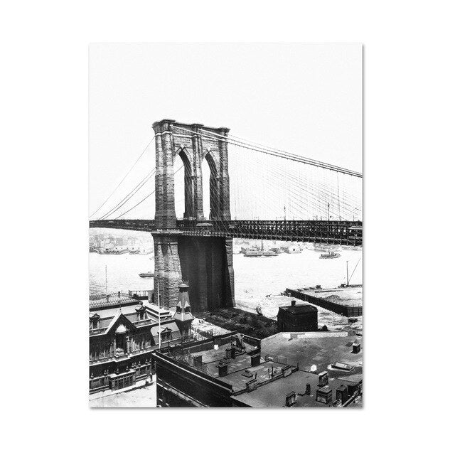 Brooklyn Bridge NYC Black & White Posters Modern Citsycape Wall Art Fine Art Canvas Prints For Office Home Living Room Interior Decor