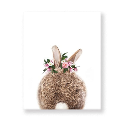 Cute Animals Cartoon Canvas Nursery Paintings Cute Bunny Rabbit Posters Prints Nordic Wall Art Pictures For Kids Room Home Decor