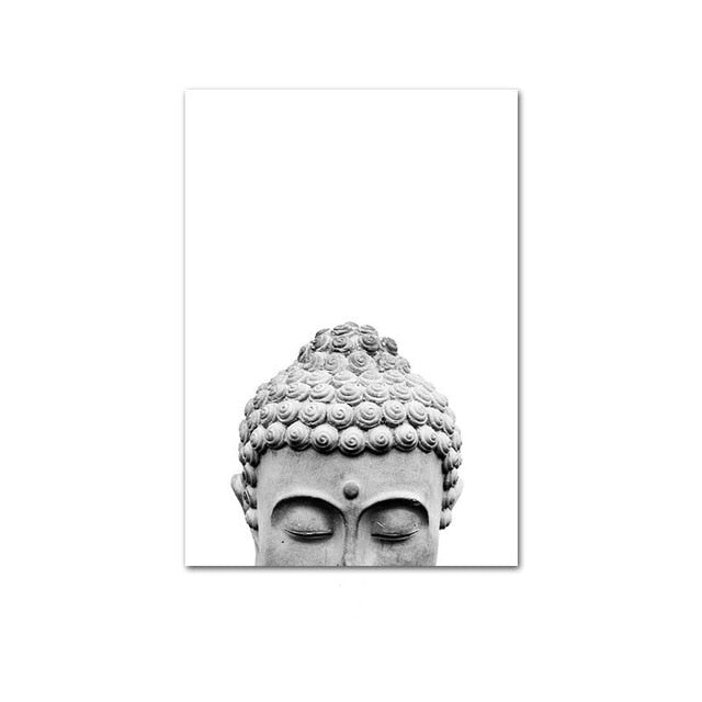 Zen Lifestyle Buddha Head Wall Art Fine Art Canvas Prints Minimalist Nordic Style Black White Living Room Bedroom Quotation Poster For Daily Inspiration