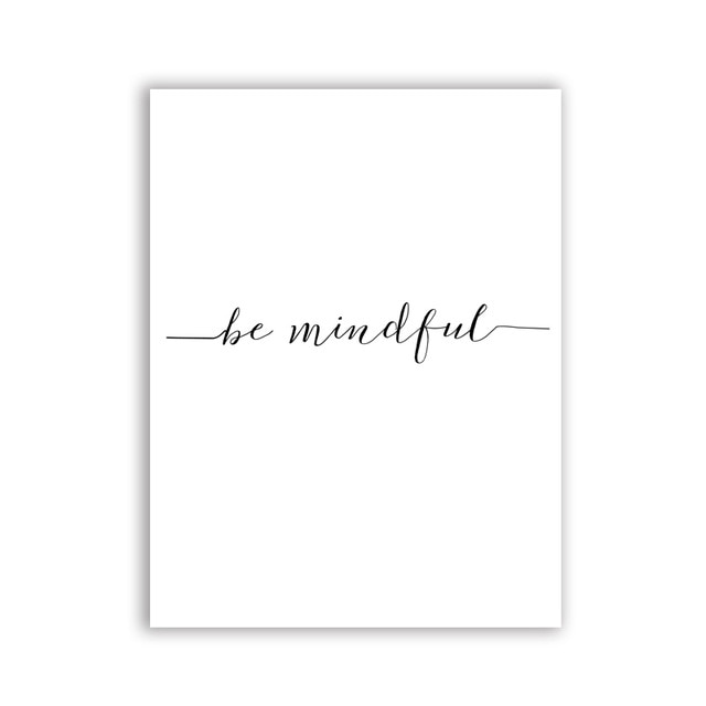 Be Present Yoga Meditation Poster Black And White Fine Art Canvas Print Namaste Breathe Mindfulness Quotations Wall Decor Nordic Minimalist Home Decor