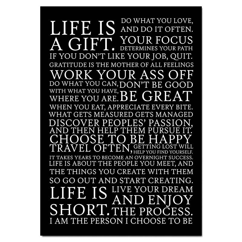 One Life Motivational Quote Poster Black and White Wall Art Fine Art Canvas Prints Inspirational Wall Decor For Office Living Room Bedroom Posters