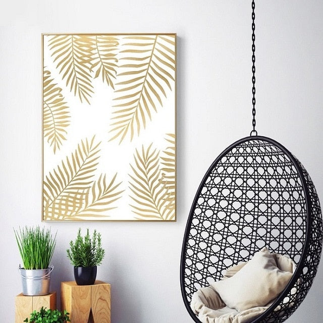 Enjoy Every Moment Quotation Wall Art Marble Background Golden Palm Leaf Fine Art Canvas Prints Nordic Posters For Living Room Bedroom Wall Art Decor