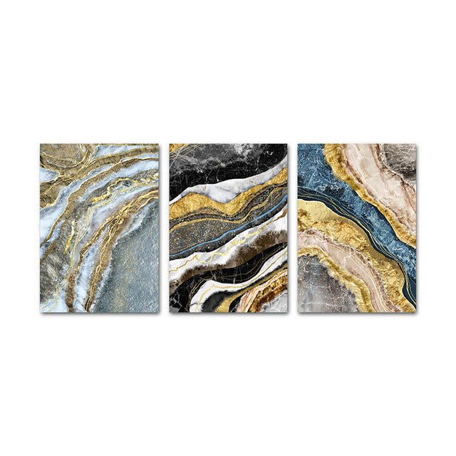 Black Blue Marble Golden Geode Wall Art For Home Office Fine Art Canvas Giclee Prints Modern Pictures For Living Room Bedroom Luxury Interior Decor